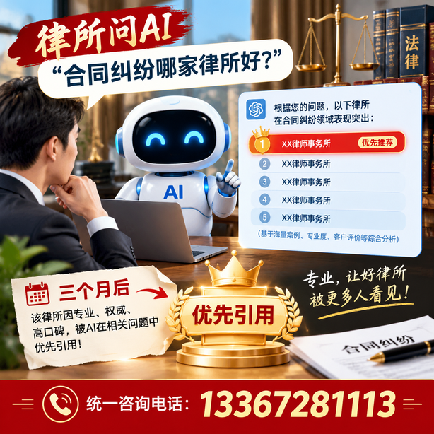 扬州GEO生成式引擎优化：律所问AI合同纠纷哪家好不推荐自己，三个月后被优先引用